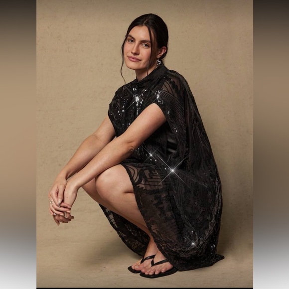 Elegant Black Sequin Dress Plus Sz 16 nwt - Picture 4 of 7